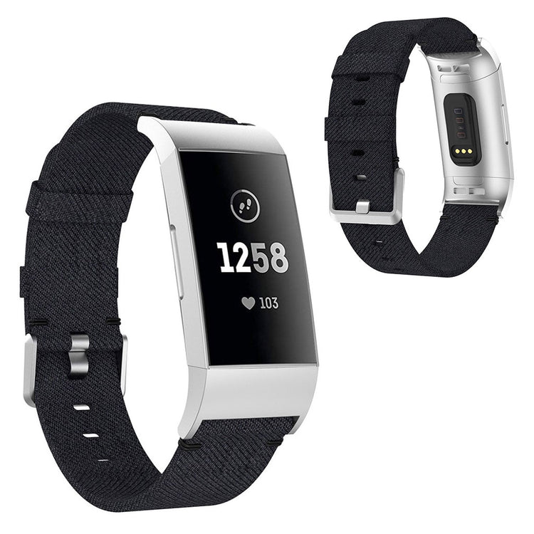 Meget kønt Fitbit Charge 4 / Fitbit Charge 3 Nylon Rem - Sort#serie_1