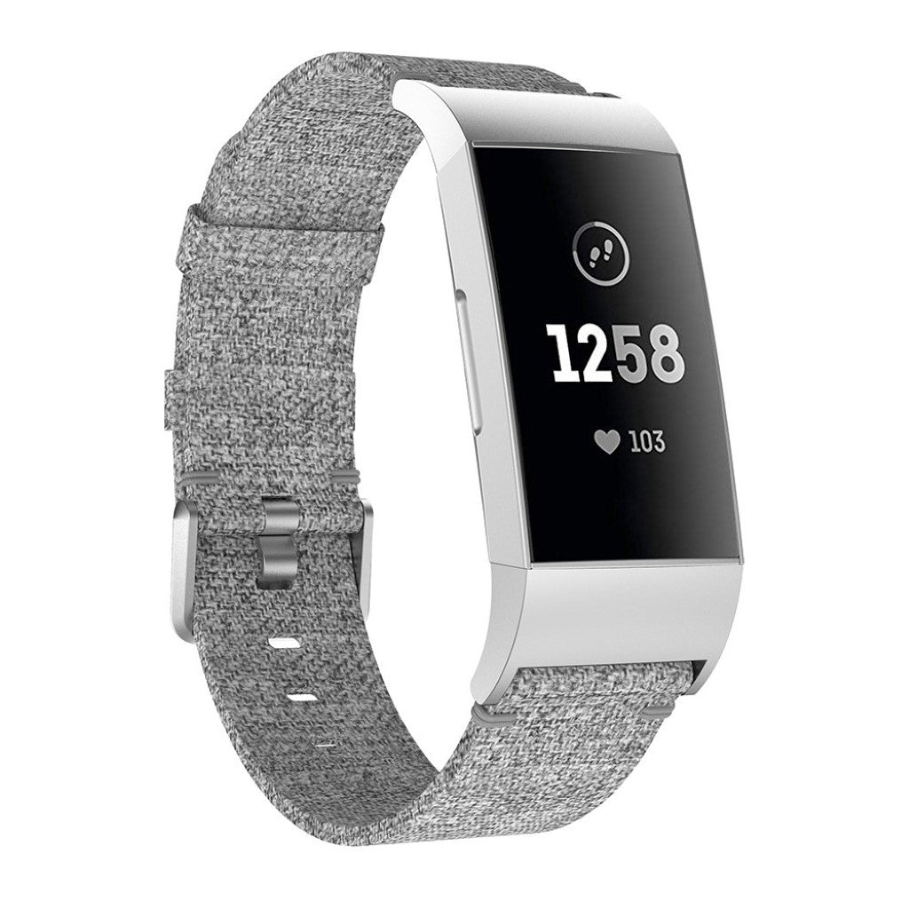 Meget kønt Fitbit Charge 4 / Fitbit Charge 3 Nylon Rem - Sølv#serie_2