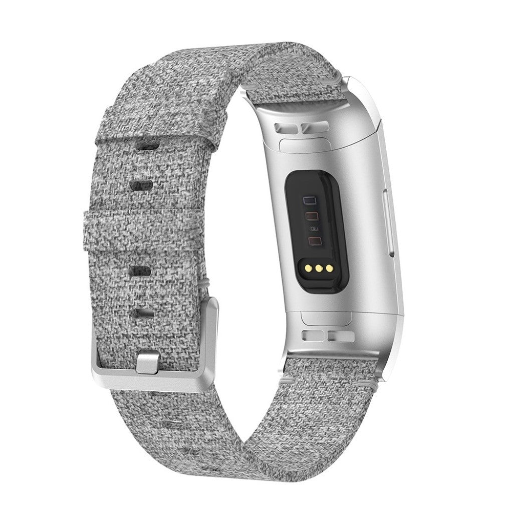 Meget kønt Fitbit Charge 4 / Fitbit Charge 3 Nylon Rem - Sølv#serie_2