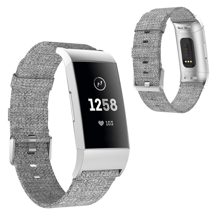 Meget kønt Fitbit Charge 4 / Fitbit Charge 3 Nylon Rem - Sølv#serie_2