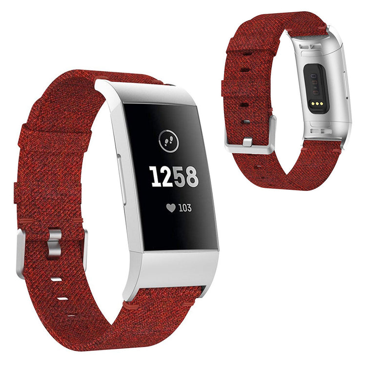 Meget kønt Fitbit Charge 4 / Fitbit Charge 3 Nylon Rem - Rød#serie_3