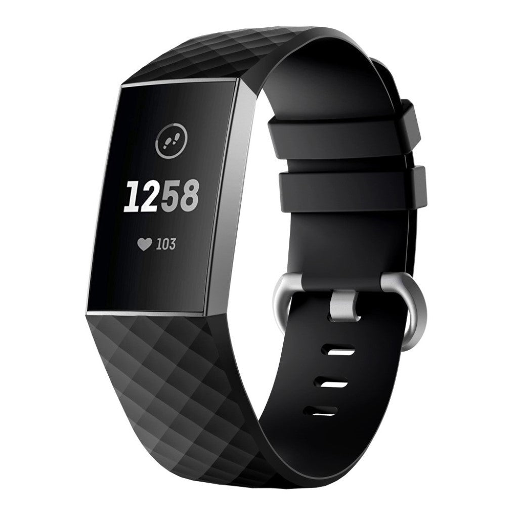 Stilren Fitbit Charge 4 / Fitbit Charge 3 Silikone Rem - Størrelse: S - Sort#serie_1