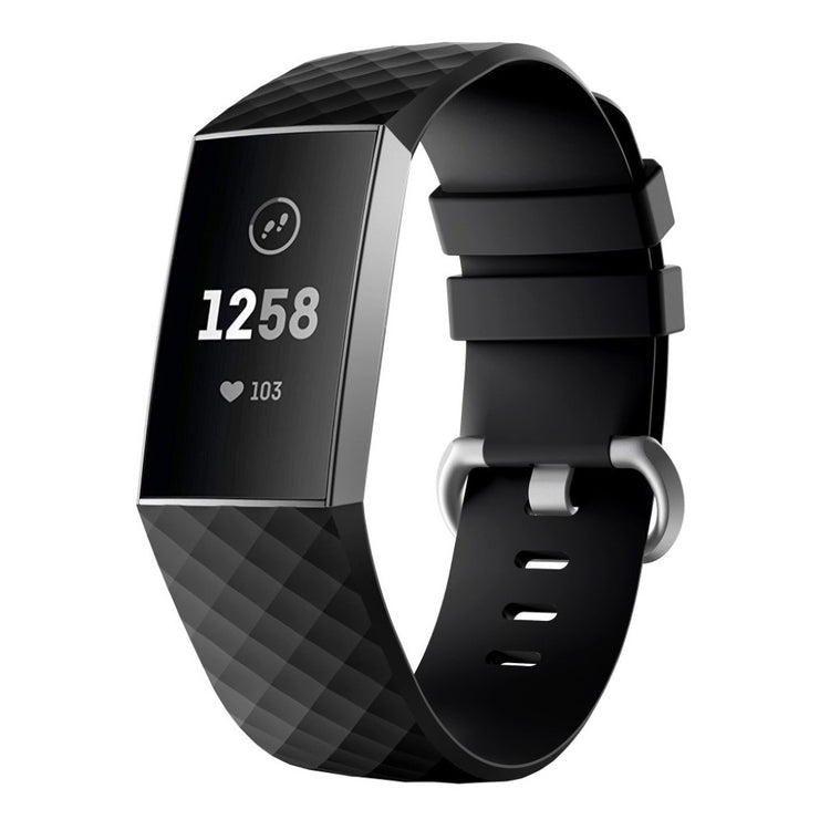 Stilren Fitbit Charge 4 / Fitbit Charge 3 Silikone Rem - Størrelse: S - Sort#serie_1