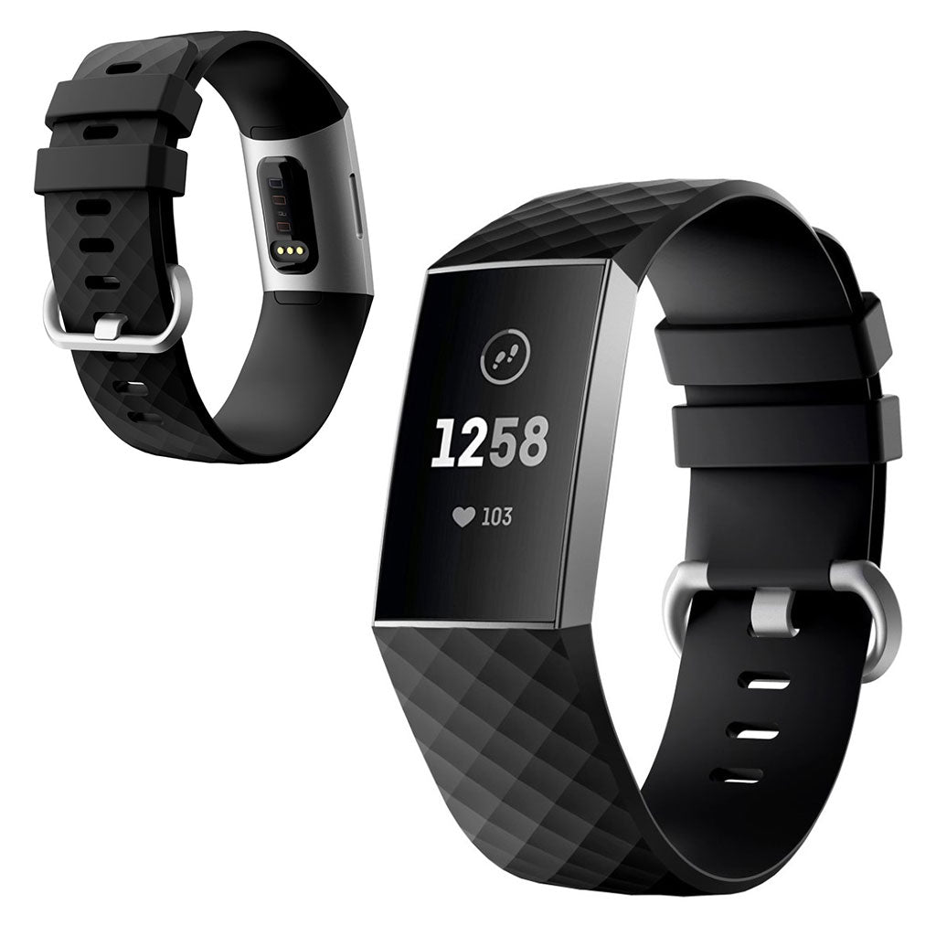 Stilren Fitbit Charge 4 / Fitbit Charge 3 Silikone Rem - Stรธrrelse: S - Sort#serie_1