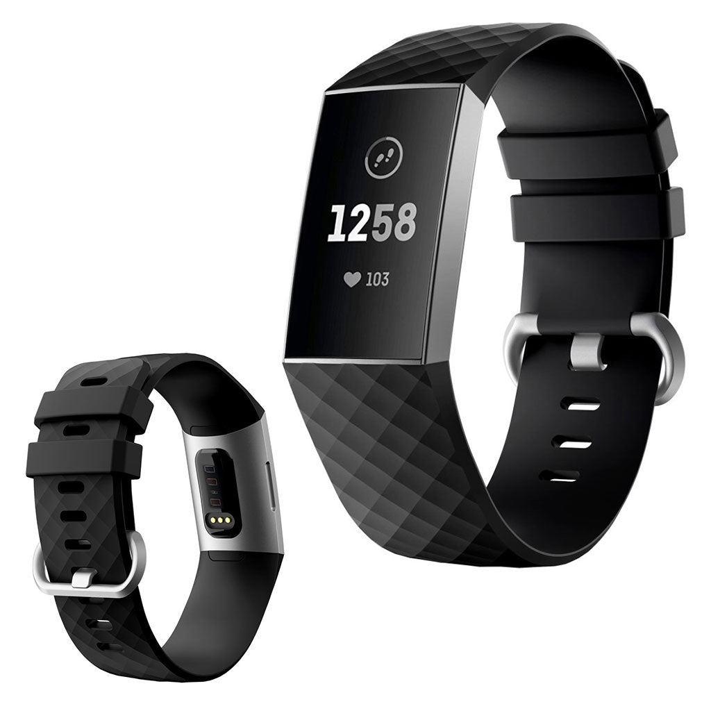 Mega sejt Fitbit Charge 4 / Fitbit Charge 3 Silikone Rem - Stรธrrelse: L - Sort#serie_1
