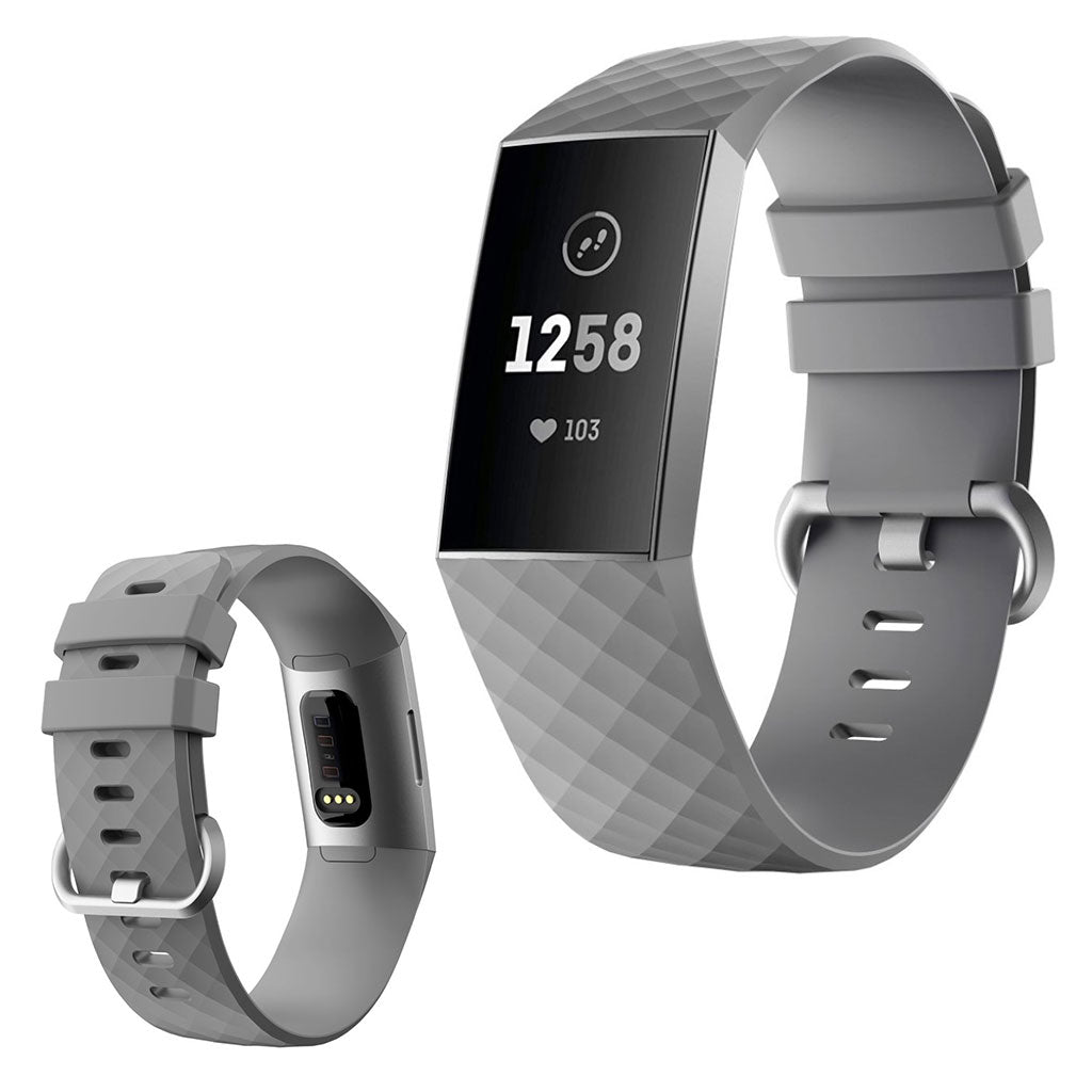 Mega sejt Fitbit Charge 4 / Fitbit Charge 3 Silikone Rem - Størrelse: L - Sølv#serie_3