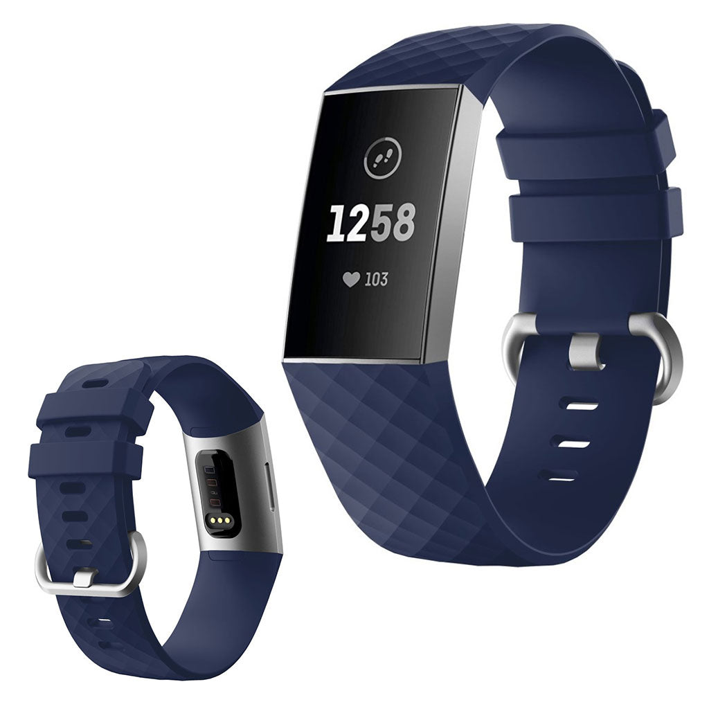 Mega sejt Fitbit Charge 4 / Fitbit Charge 3 Silikone Rem - Størrelse: L - Blå#serie_8