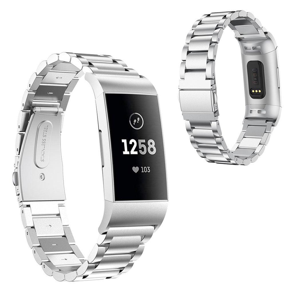 Mega fint Fitbit Charge 4 / Fitbit Charge 3 Metal Rem - Sรธlv#serie_034