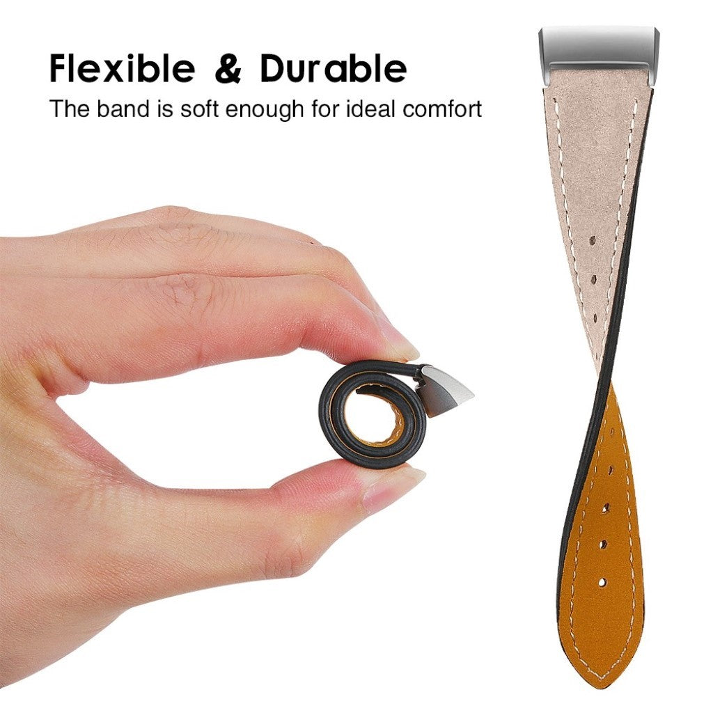 Tidsløst Fitbit Charge 4 / Fitbit Charge 3 Ægte læder Rem - Beige#serie_12