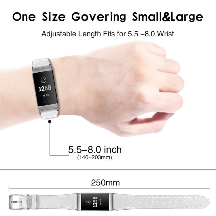 Tidsløst Fitbit Charge 4 / Fitbit Charge 3 Ægte læder Rem - Hvid#serie_2