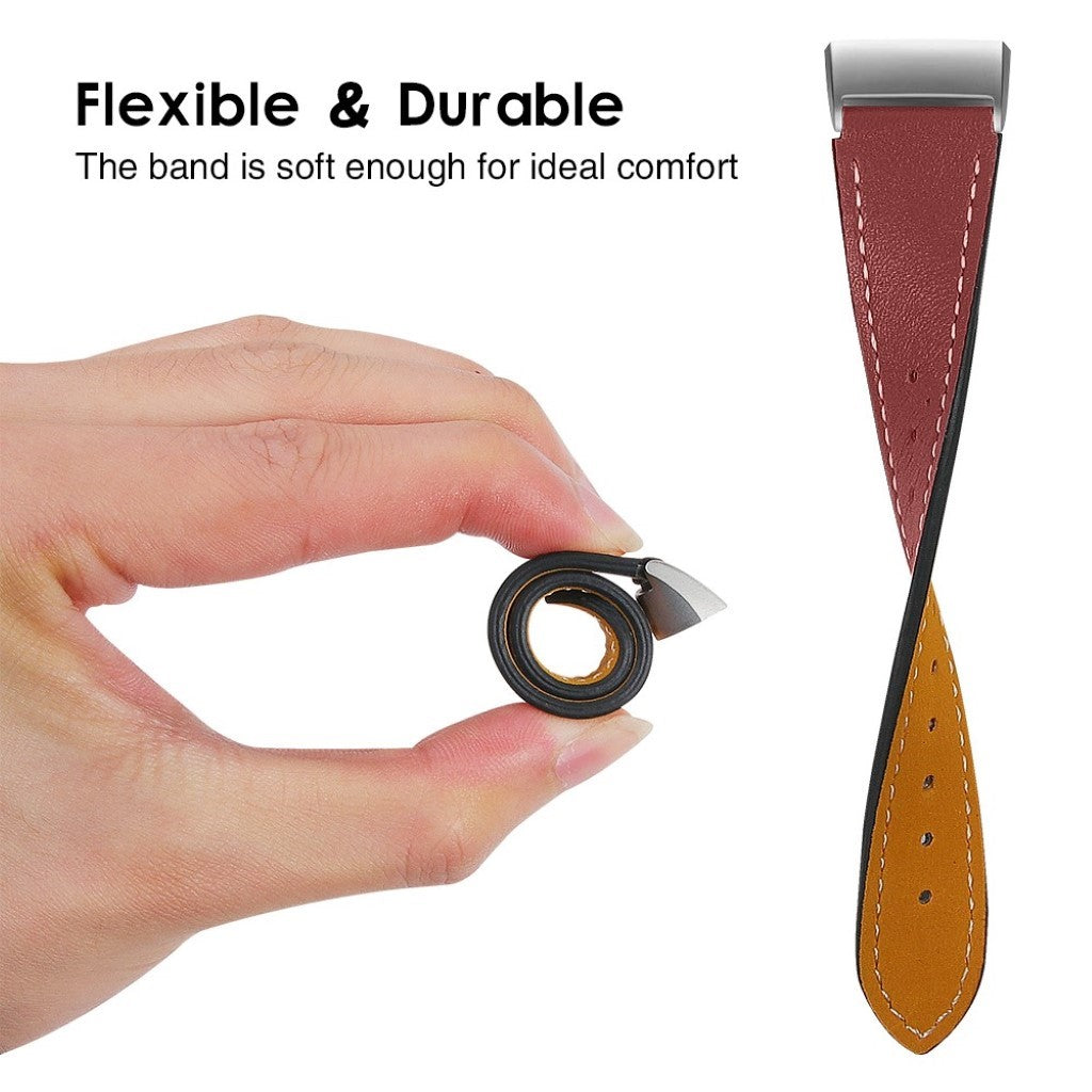 Tidsløst Fitbit Charge 4 / Fitbit Charge 3 Ægte læder Rem - Rød#serie_5