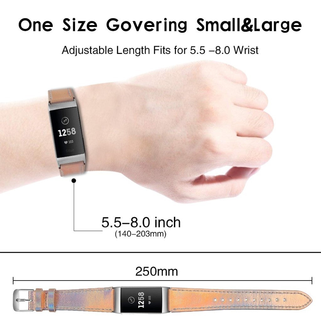 Tidsløst Fitbit Charge 4 / Fitbit Charge 3 Ægte læder Rem - Pink#serie_9