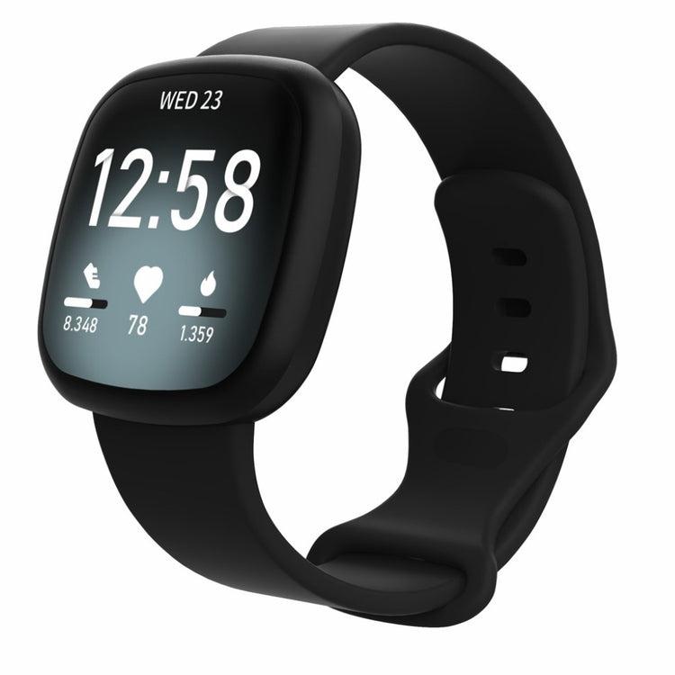 Helt vildt kønt Fitbit Versa 3 / Fitbit Sense Silikone Rem - Størrelse: S - Sort#serie_1