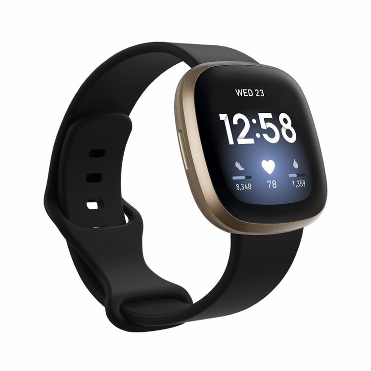 Helt vildt kønt Fitbit Versa 3 / Fitbit Sense Silikone Rem - Størrelse: S - Sort#serie_1