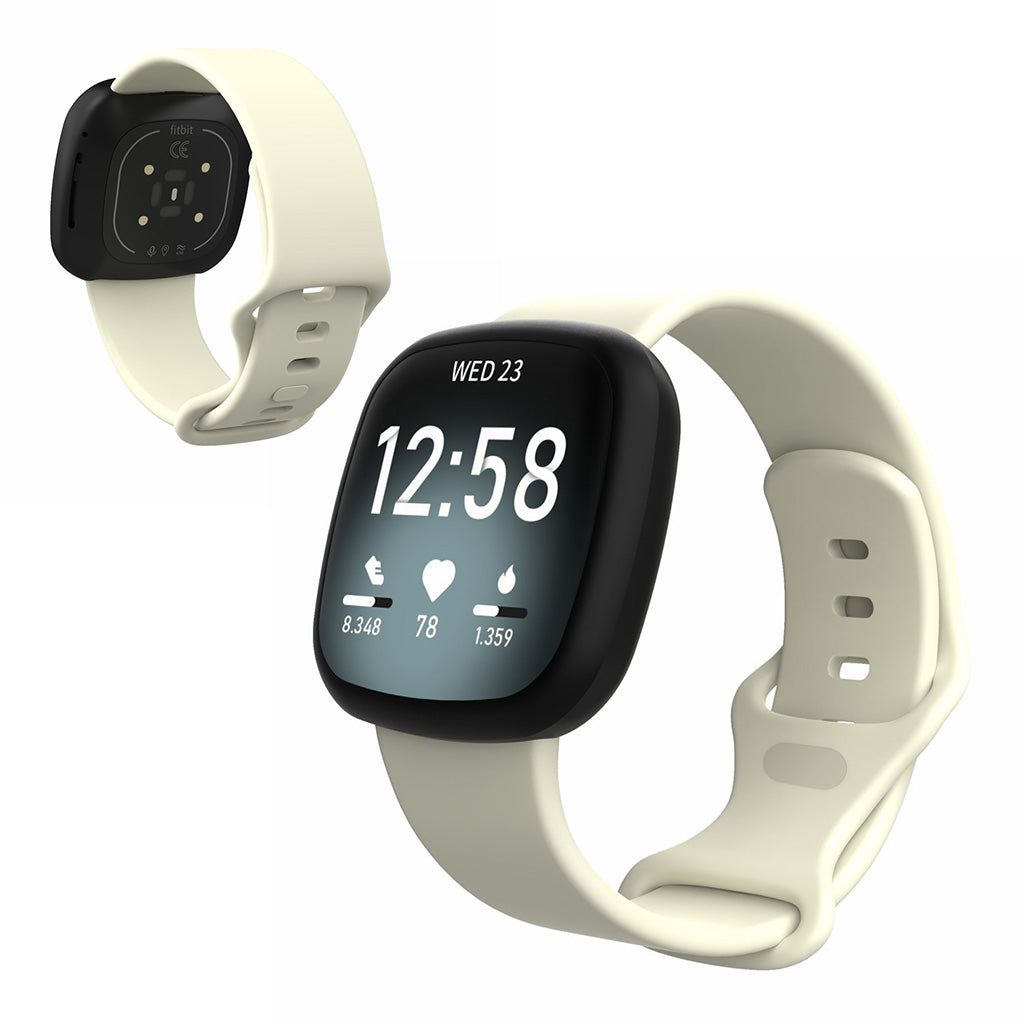 Helt vildt kønt Fitbit Versa 3 / Fitbit Sense Silikone Rem - Størrelse: S - Beige#serie_16