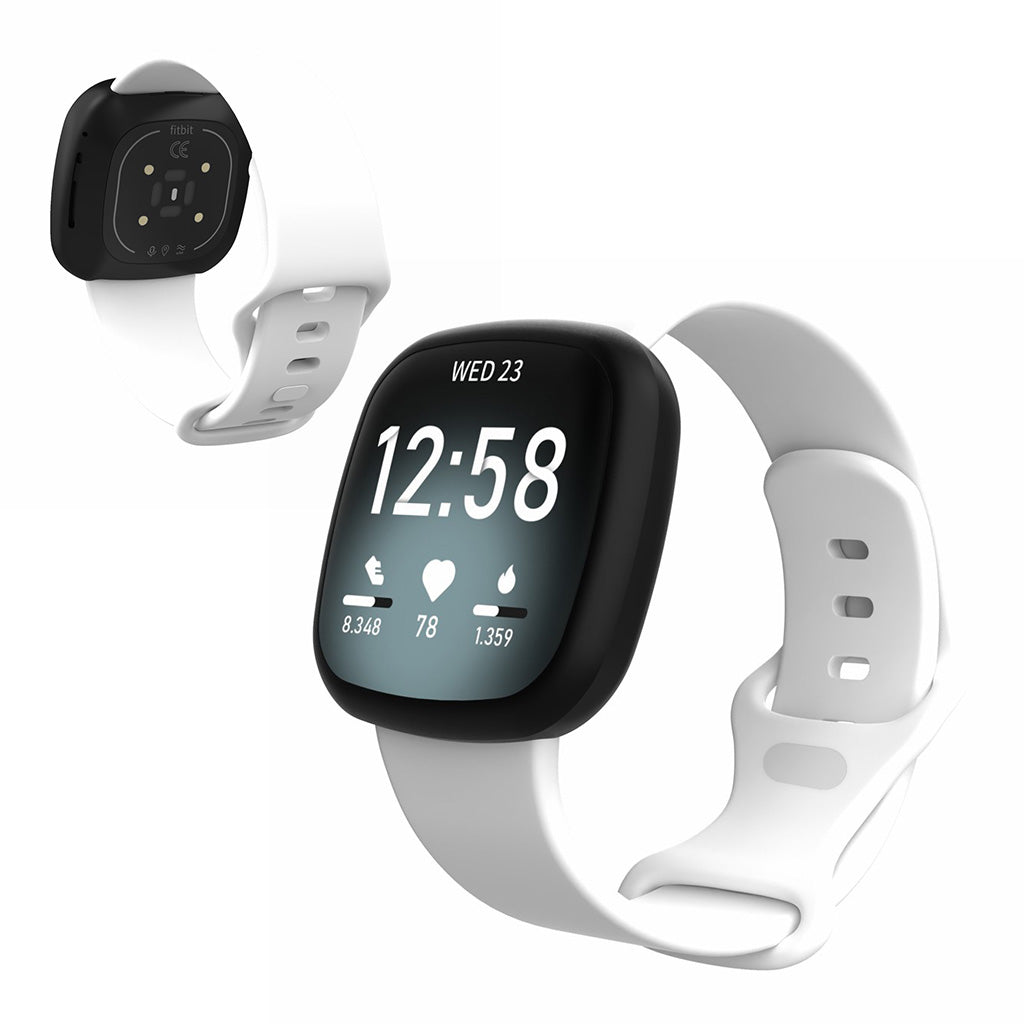 Helt vildt kønt Fitbit Versa 3 / Fitbit Sense Silikone Rem - Størrelse: S - Hvid#serie_5
