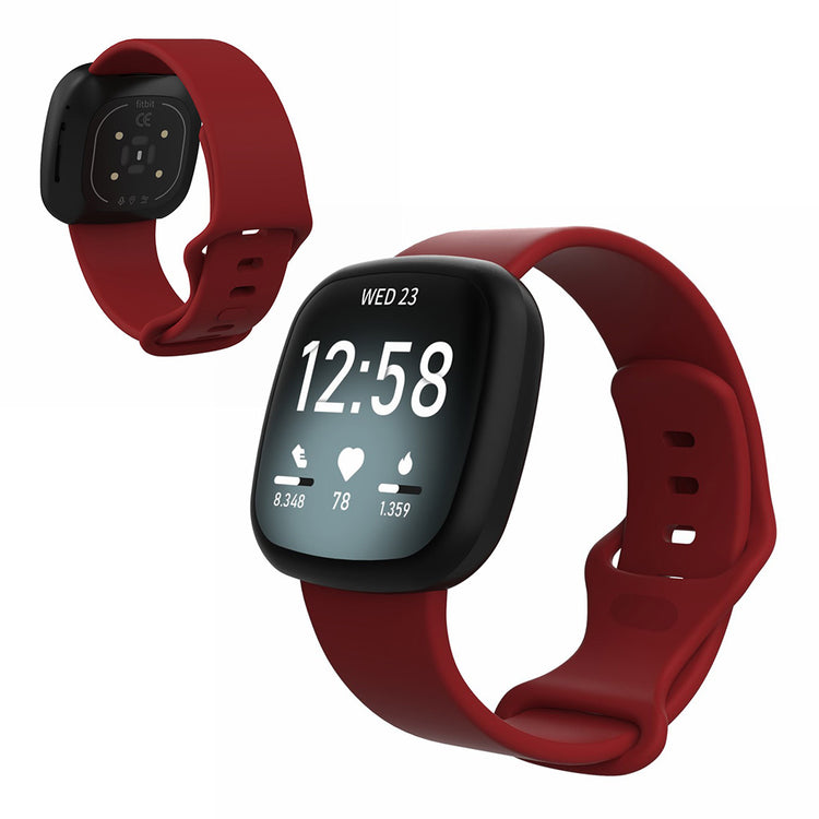 Helt vildt kønt Fitbit Versa 3 / Fitbit Sense Silikone Rem - Størrelse: S - Rød#serie_9