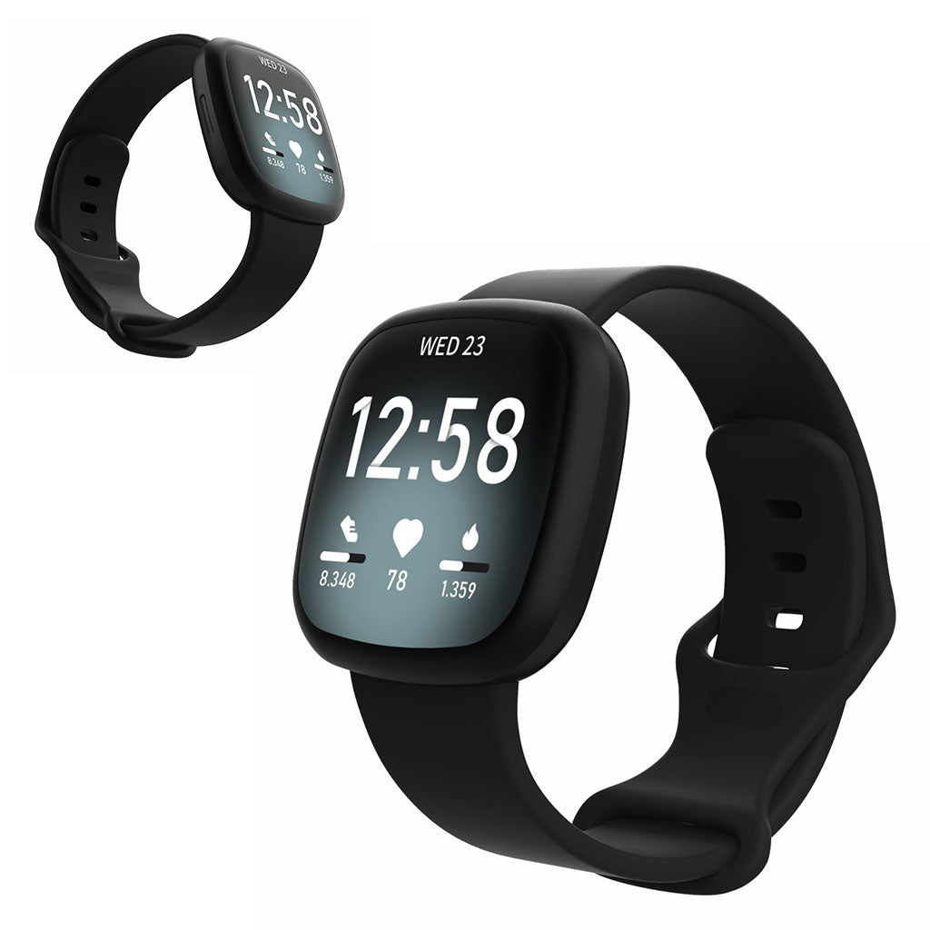 Helt vildt sejt Fitbit Versa 3 / Fitbit Sense Silikone Rem - Stรธrrelse: L - Sort#serie_1