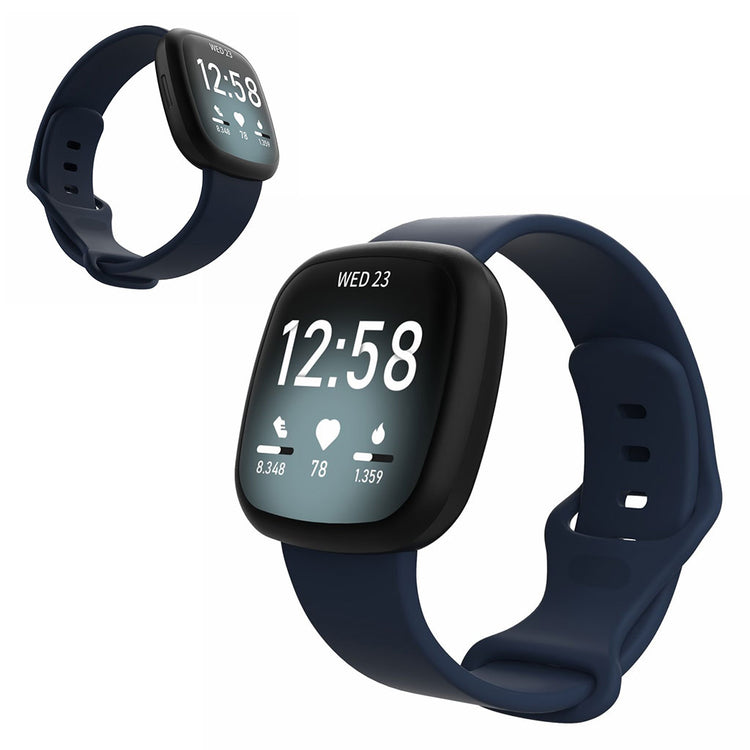 Helt vildt sejt Fitbit Versa 3 / Fitbit Sense Silikone Rem - Størrelse: L - Blå#serie_4
