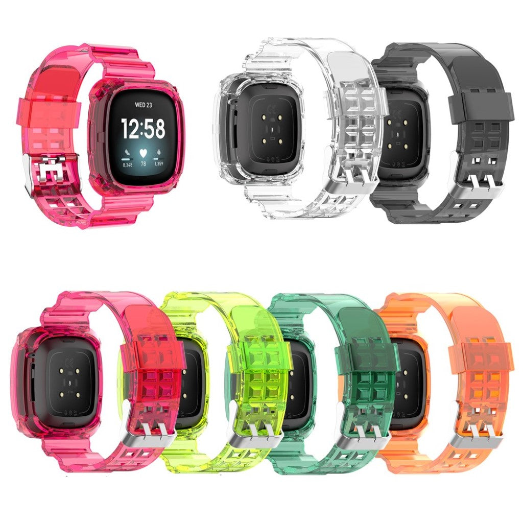 Vildt hårdfør Fitbit Versa 3 / Fitbit Sense Silikone Rem - Gennemsigtig#serie_1