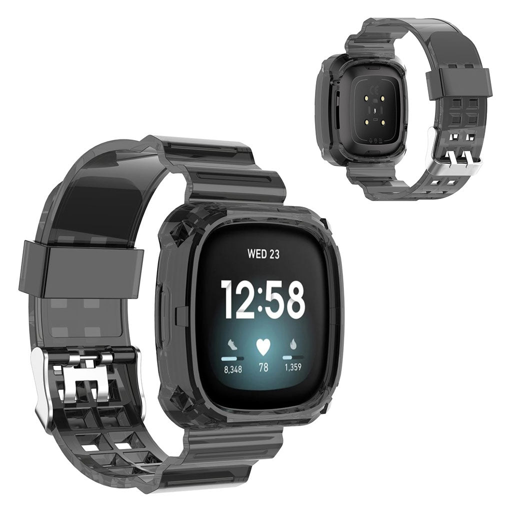 Vildt hรฅrdfรธr Fitbit Versa 3 / Fitbit Sense Silikone Rem - Gennemsigtig#serie_1