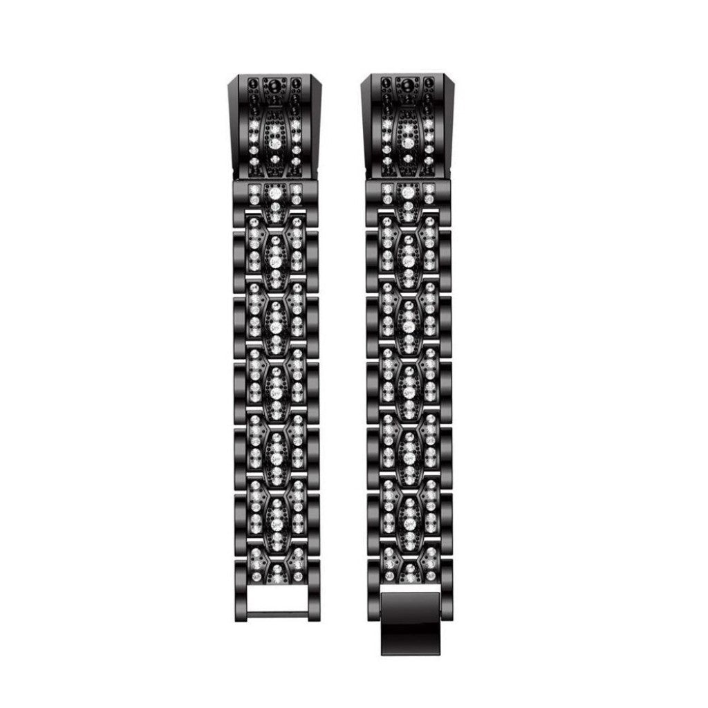 Vildt pænt Fitbit Alta Metal og Rhinsten Rem - Sort#serie_1