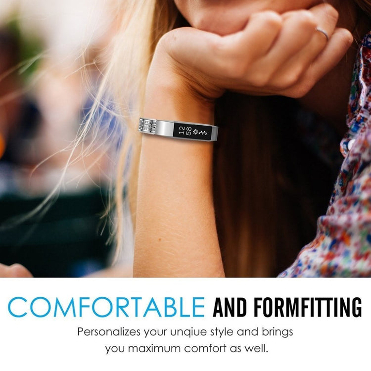 Vildt pænt Fitbit Alta Metal og Rhinsten Rem - Sort#serie_1