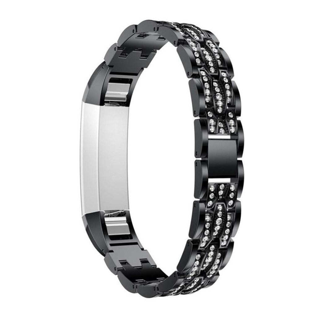 Vildt pรฆnt Fitbit Alta Metal og Rhinsten Rem - Sort#serie_1