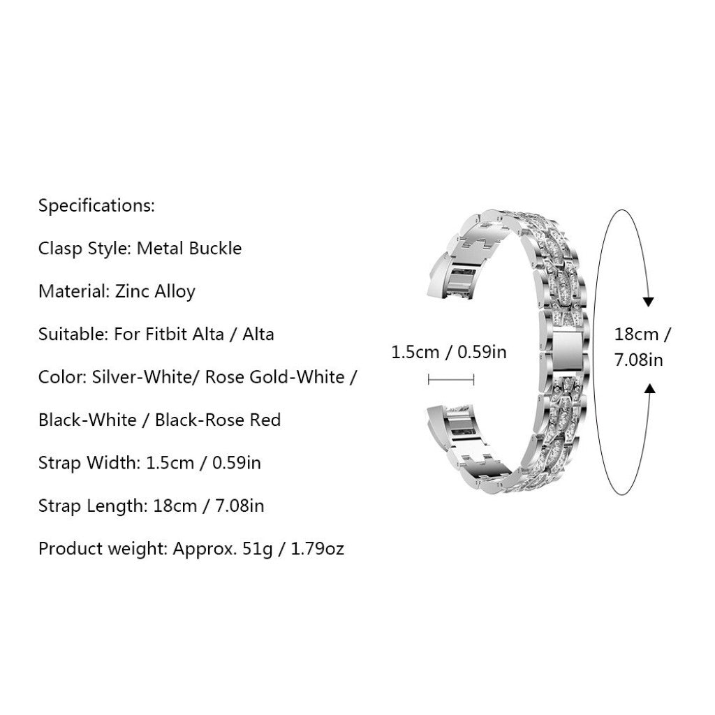 Vildt pænt Fitbit Alta Metal og Rhinsten Rem - Pink#serie_2