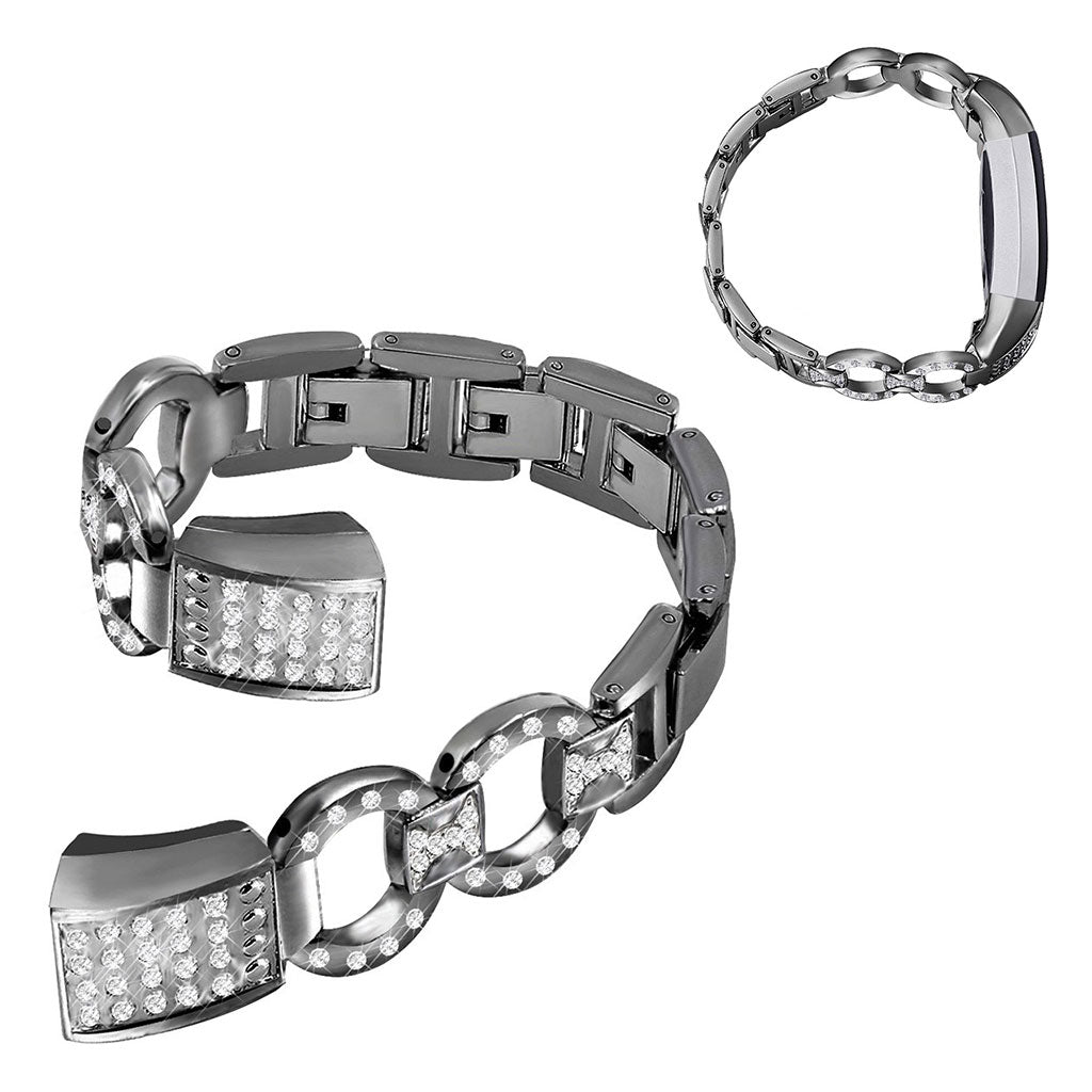 Super kรธnt Fitbit Alta Metal og Rhinsten Rem - Sort#serie_1