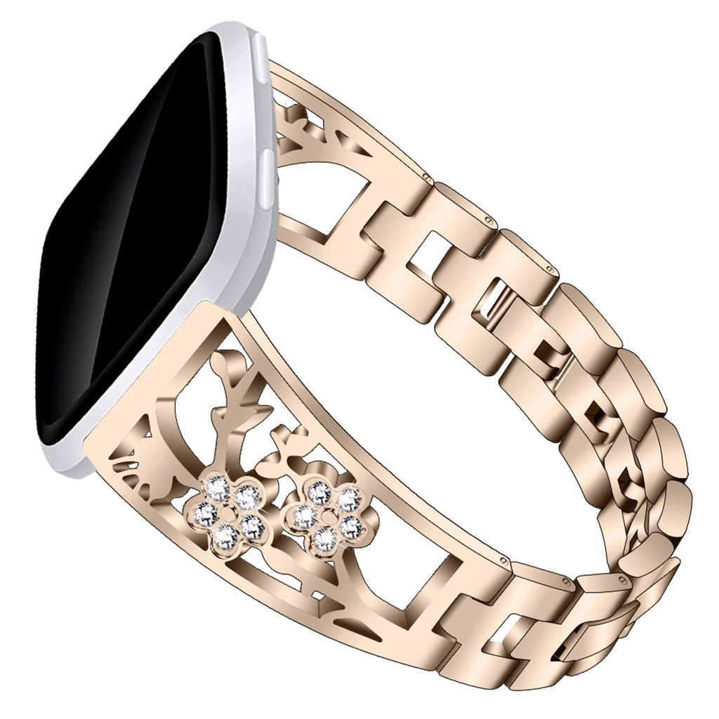 Super pรฆnt Fitbit Versa Lite Metal og Rhinsten Rem - Guld#serie_1