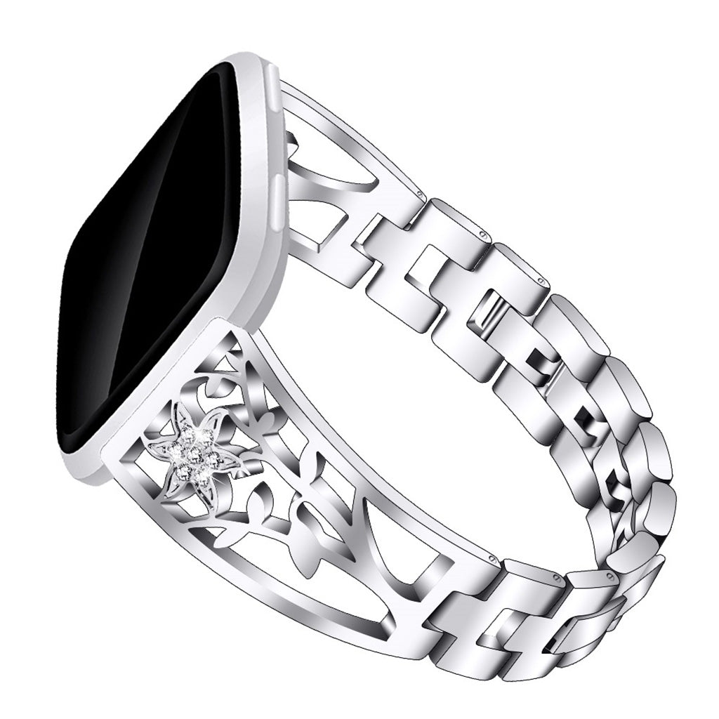 Nydelig Fitbit Versa Lite Metal og Rhinsten Rem - Sรธlv#serie_014