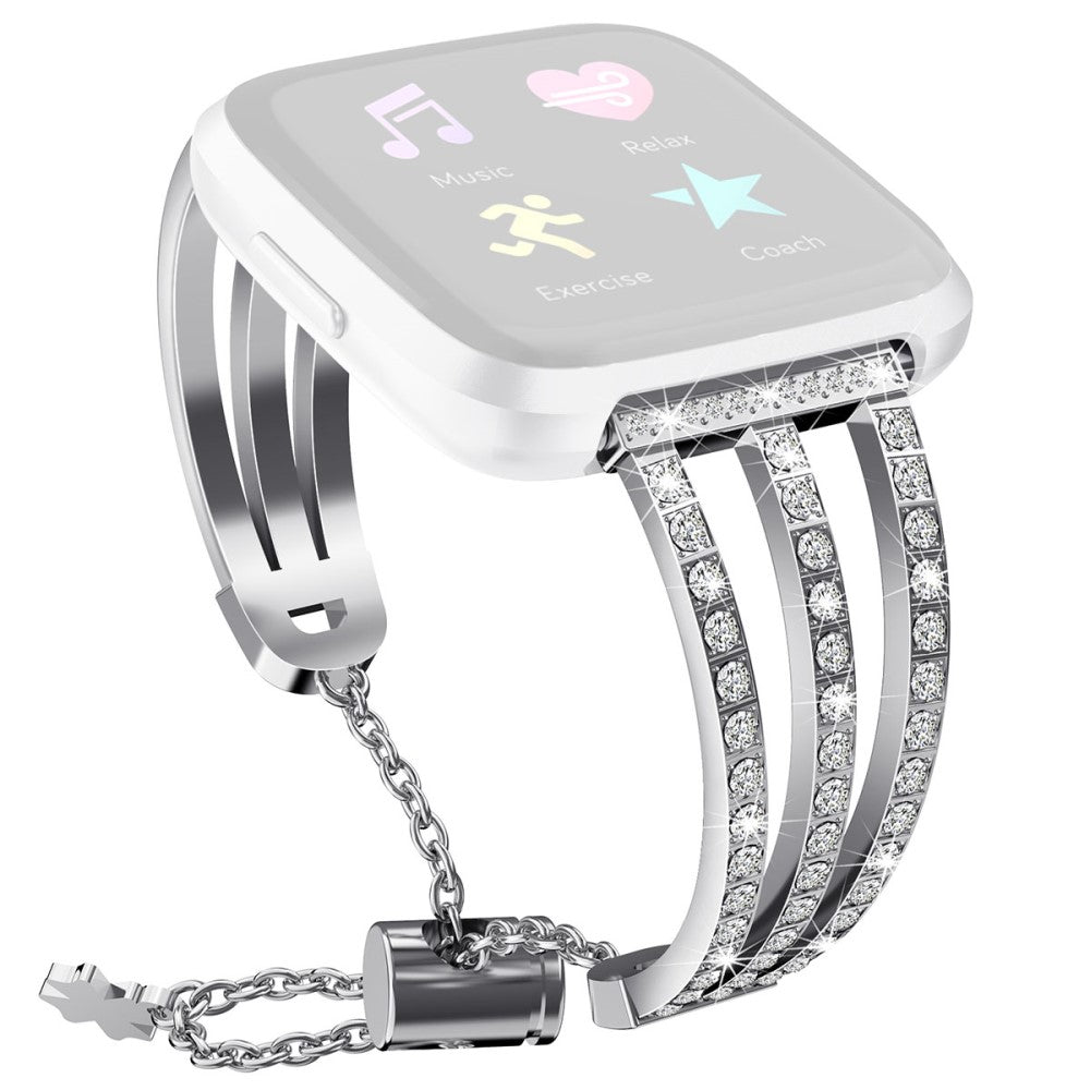 Fitbit Versa 2 / Fitbit Versa Lite Metal og Rhinsten Rem - Sรธlv#serie_035