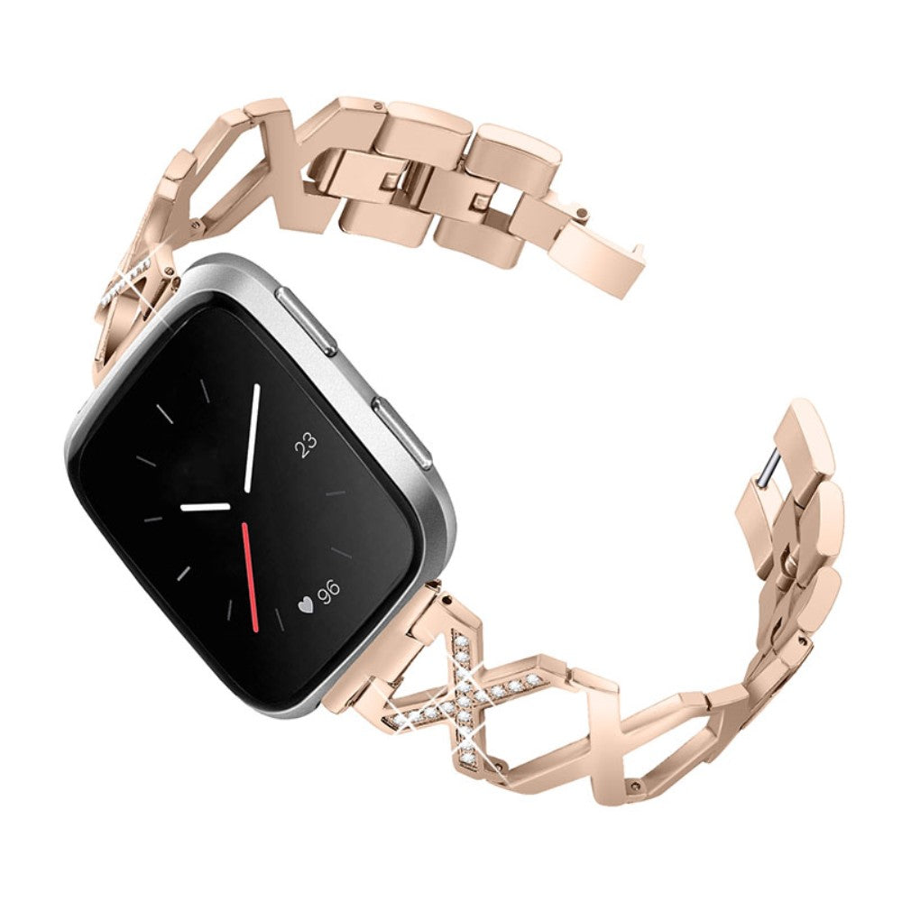 Fitbit Versa 2 / Fitbit Versa Lite Metal og Rhinsten Rem - Guld#serie_4