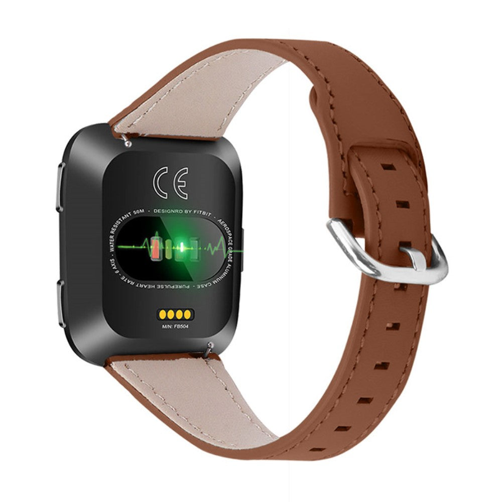 Stilren Fitbit Versa 2 / Fitbit Versa Lite รgte lรฆder Rem - Brun#serie_1