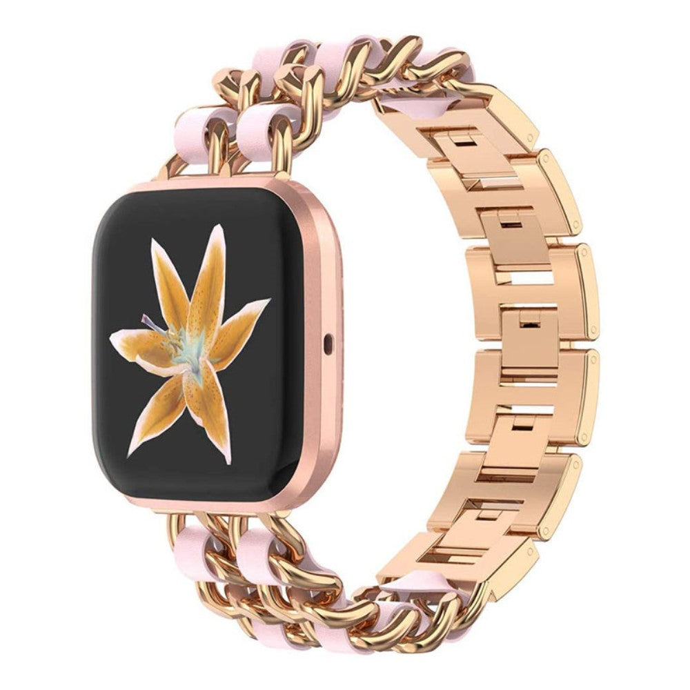 Fitbit Versa 2 / Fitbit Versa Lite Metal og Kunstlรฆder Rem - Pink#serie_1
