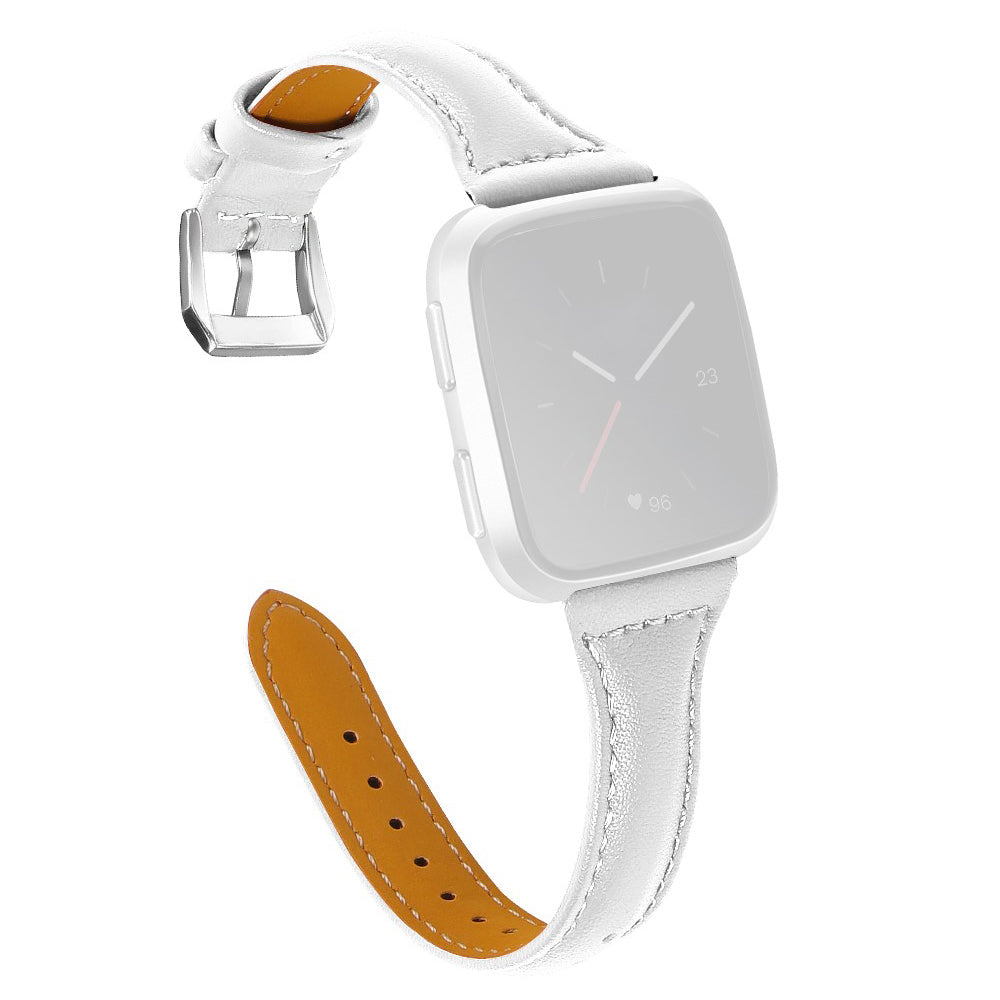Elegant Fitbit Versa 2 / Fitbit Versa Lite รgte lรฆder Rem - Hvid#serie_1