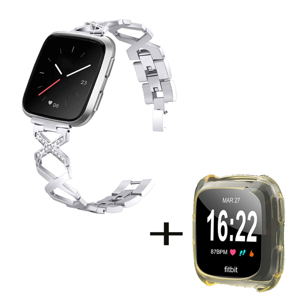Fitbit Versa 2 / Fitbit Versa Lite Metal Rem med Cover - Sølv#serie_5