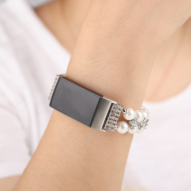Vildt flot Fitbit Charge 4 / Fitbit Charge 3 Rhinsten Urrem - Hvid#serie_1