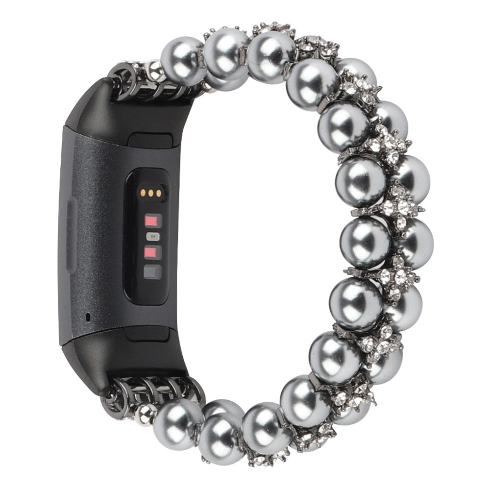 Super sejt Fitbit Charge 4 / Fitbit Charge 3 Rhinsten Rem - Sort#serie_3