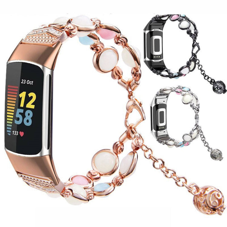 Fed Fitbit Charge 4 / Fitbit Charge 3 Metal og Rhinsten Rem - Pink#serie_2