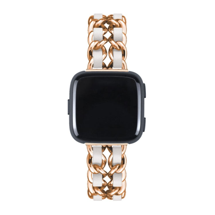 Smuk Fitbit Versa 3 / Fitbit Sense Metal og Kunstlæder Rem - Pink#serie_2