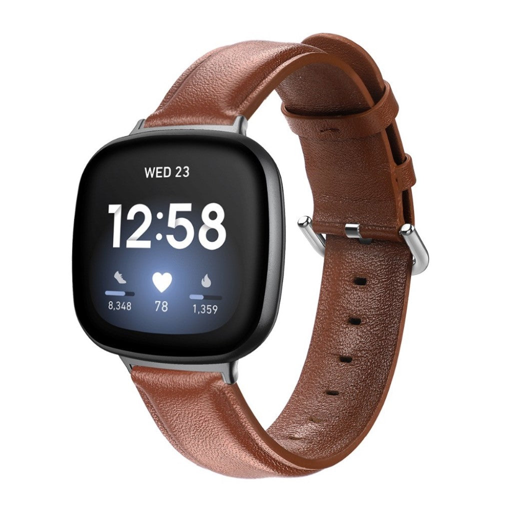 Eminent Fitbit Versa 3 / Fitbit Sense Ægte læder Rem - Brun#serie_5
