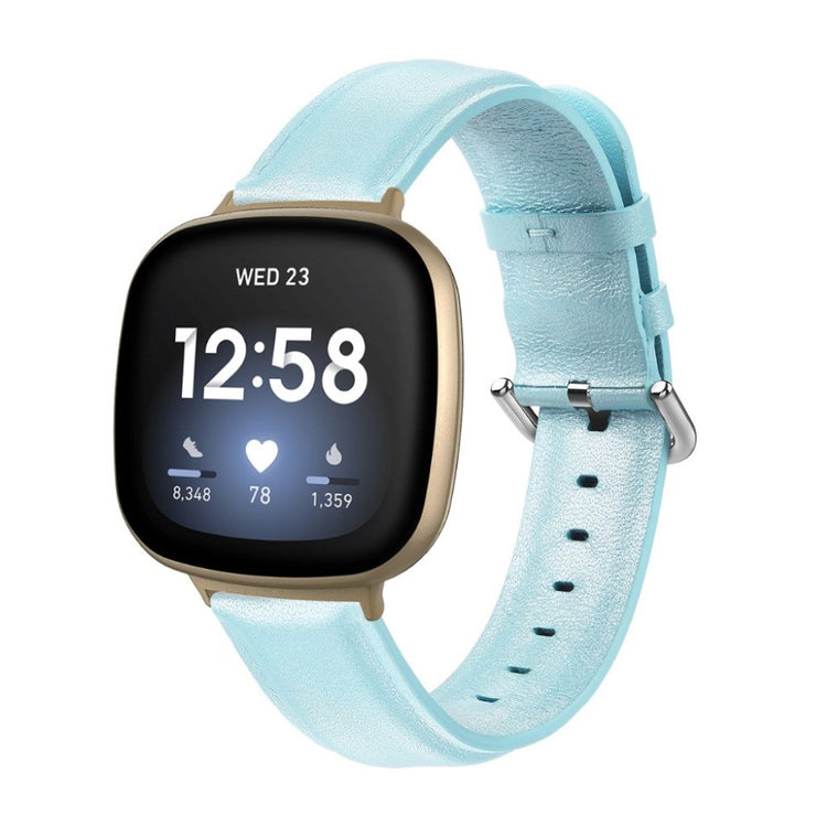 Eminent Fitbit Versa 3 / Fitbit Sense Ægte læder Rem - Blå#serie_6
