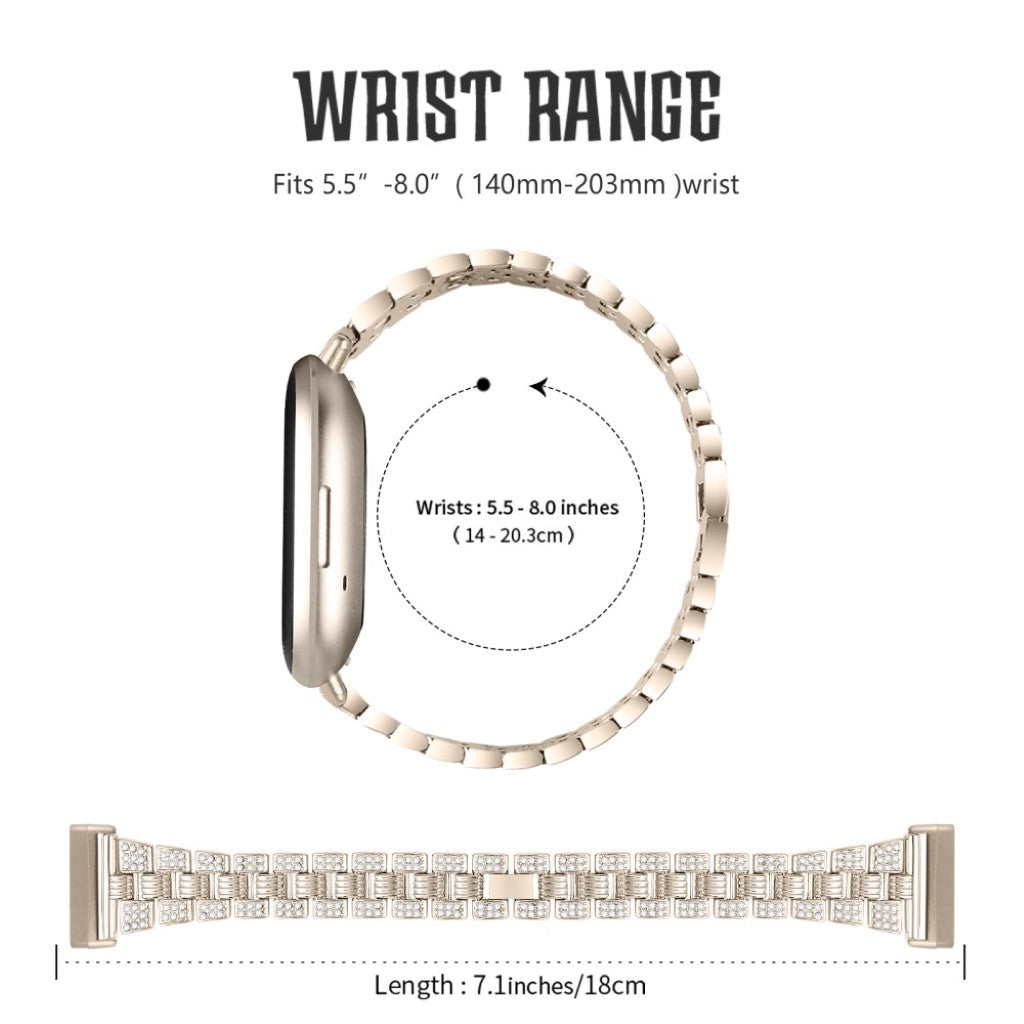 Godt Fitbit Versa 3 / Fitbit Sense Metal og Rhinsten Rem - Guld#serie_5