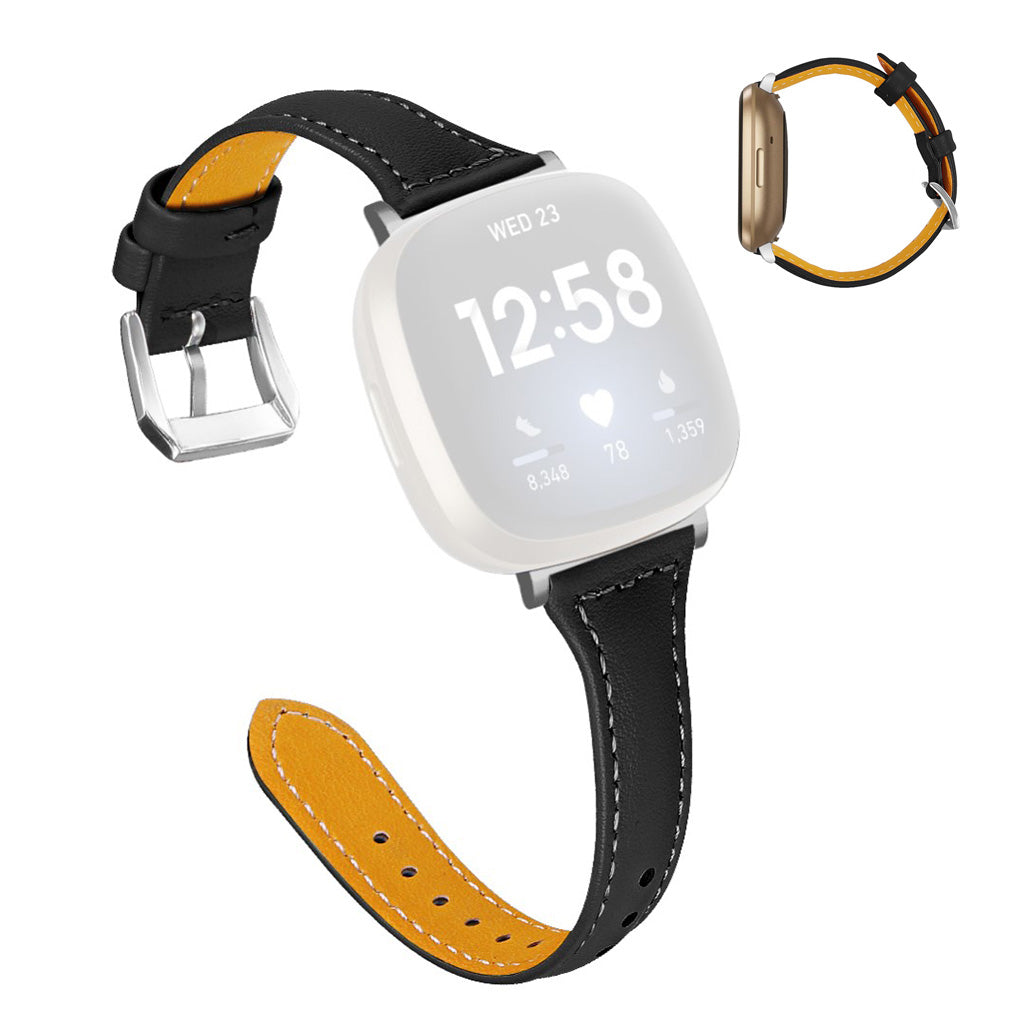 Stilren Fitbit Versa 3 / Fitbit Sense รgte lรฆder Rem - Sort#serie_1