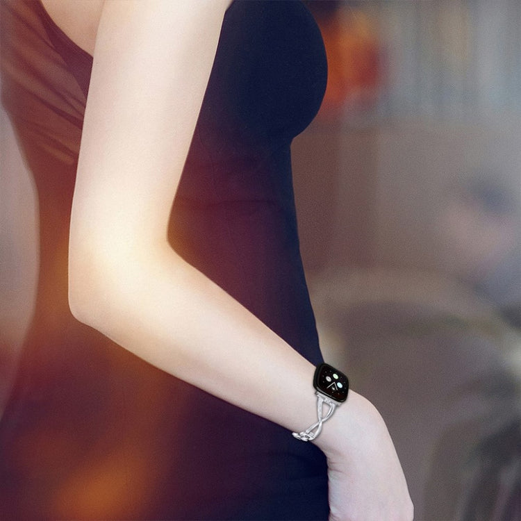 Fint Fitbit Versa 3 / Fitbit Sense Metal og Rhinsten Rem - Sølv#serie_2