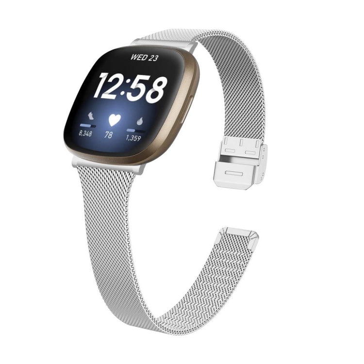 Helt vildt elegant Fitbit Versa 3 / Fitbit Sense Metal Rem - Sølv#serie_033