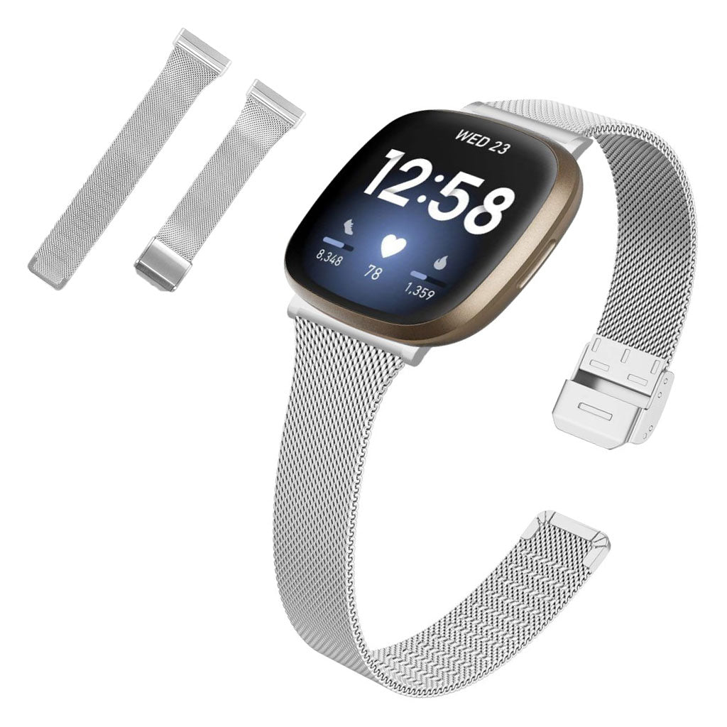 Helt vildt elegant Fitbit Versa 3 / Fitbit Sense Metal Rem - Sรธlv#serie_033