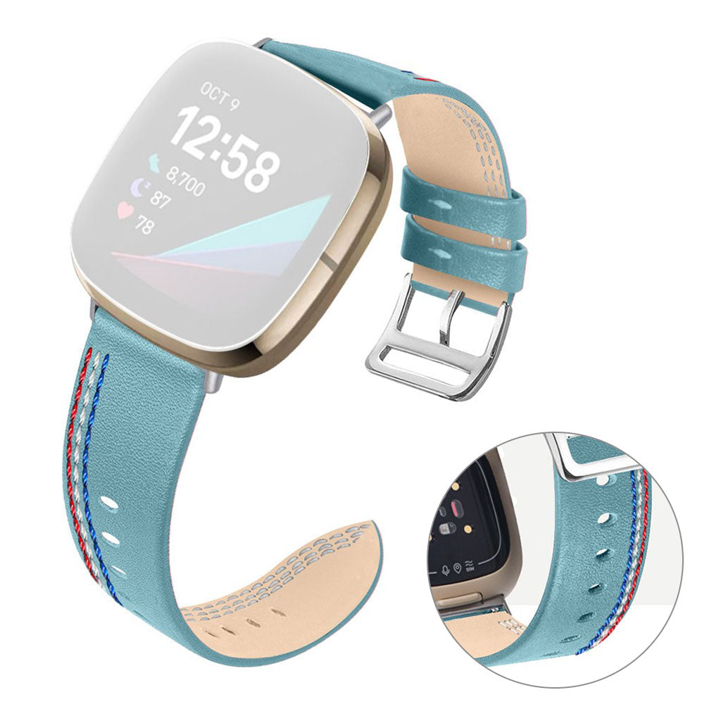 Rigtigt fint Fitbit Versa 3 รgte lรฆder Rem - Blรฅ#serie_1